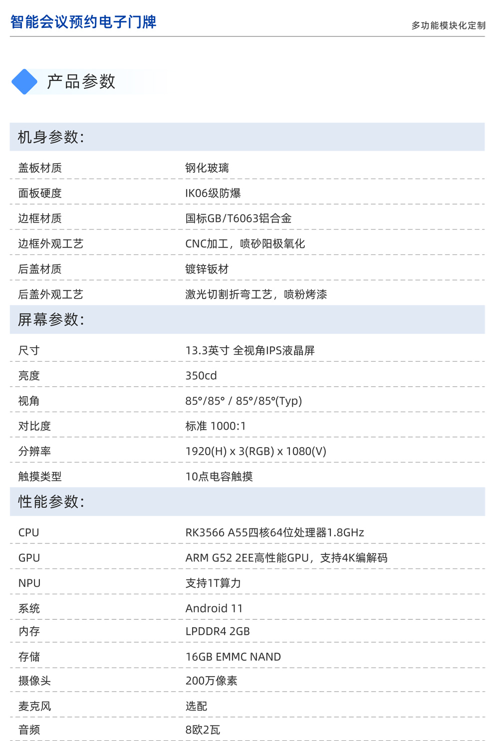 13.3寸智能会议预约电子门牌 CT133H (图3)